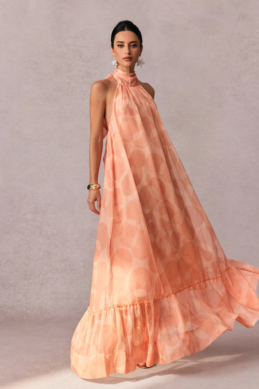 CALLIE PRINTED HALTER NECK MAXI DRESS