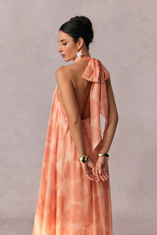 CALLIE PRINTED HALTER NECK MAXI DRESS